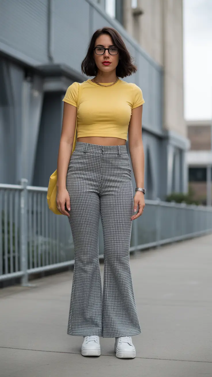 casual spring outfits 2026 Retro Checks and Sunshine Crops