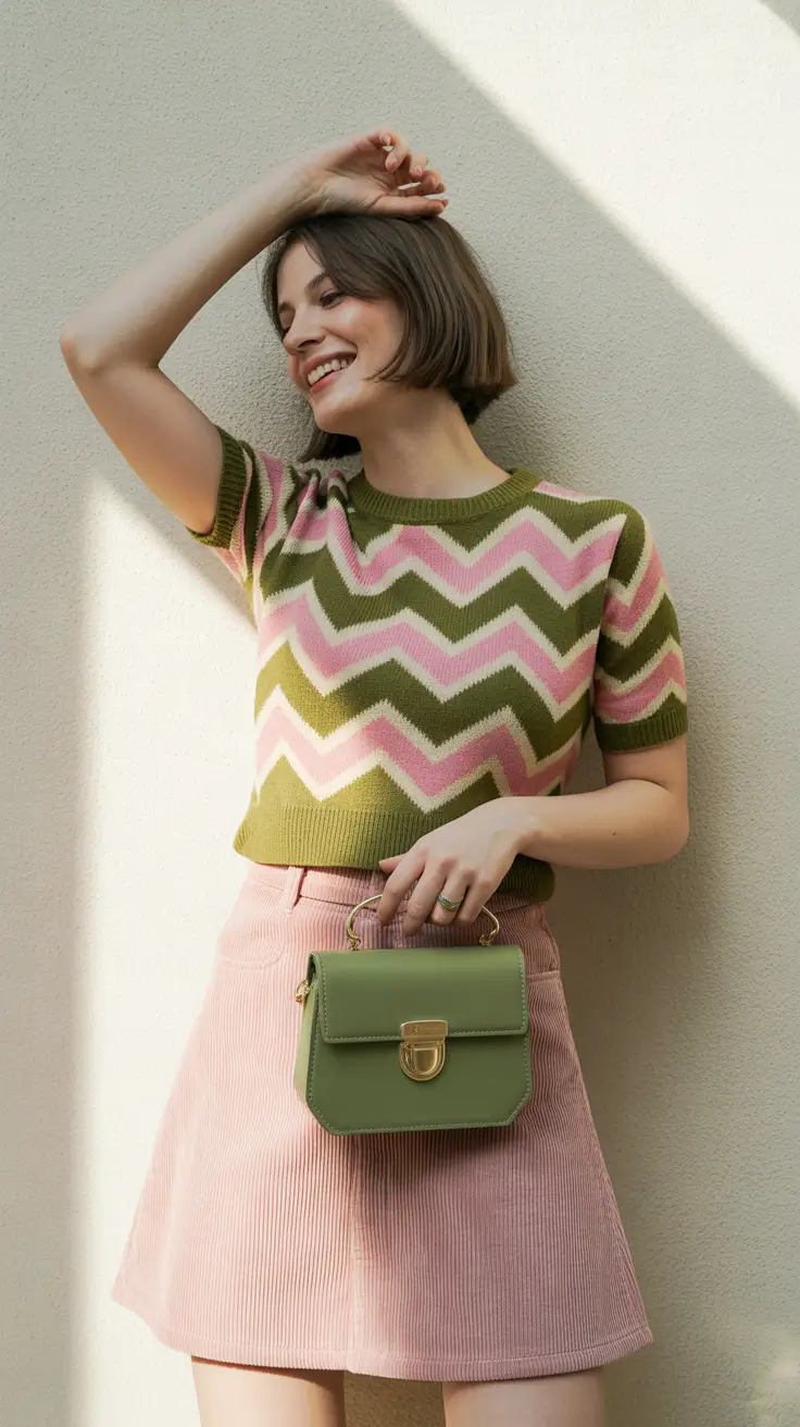 best spring outfits to wear 2026 - Soft Retro Zigzag Knits and Spring Corduroy Charm