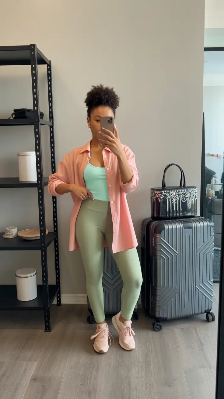 classy airport spring outfits 2026 Pastel Athleisure With Soft Spring Energy