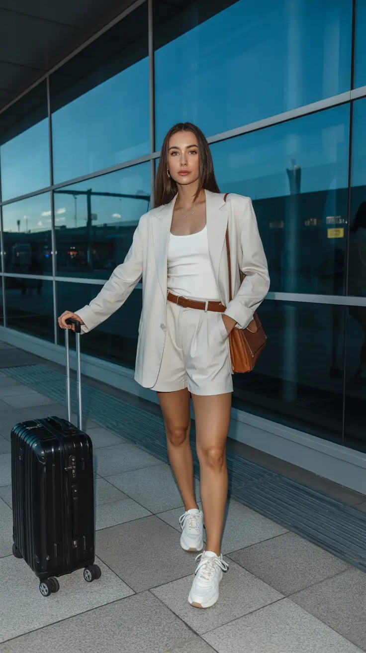 classy airport spring outfits 2026 Tailored Neutrals for the Polished Traveler