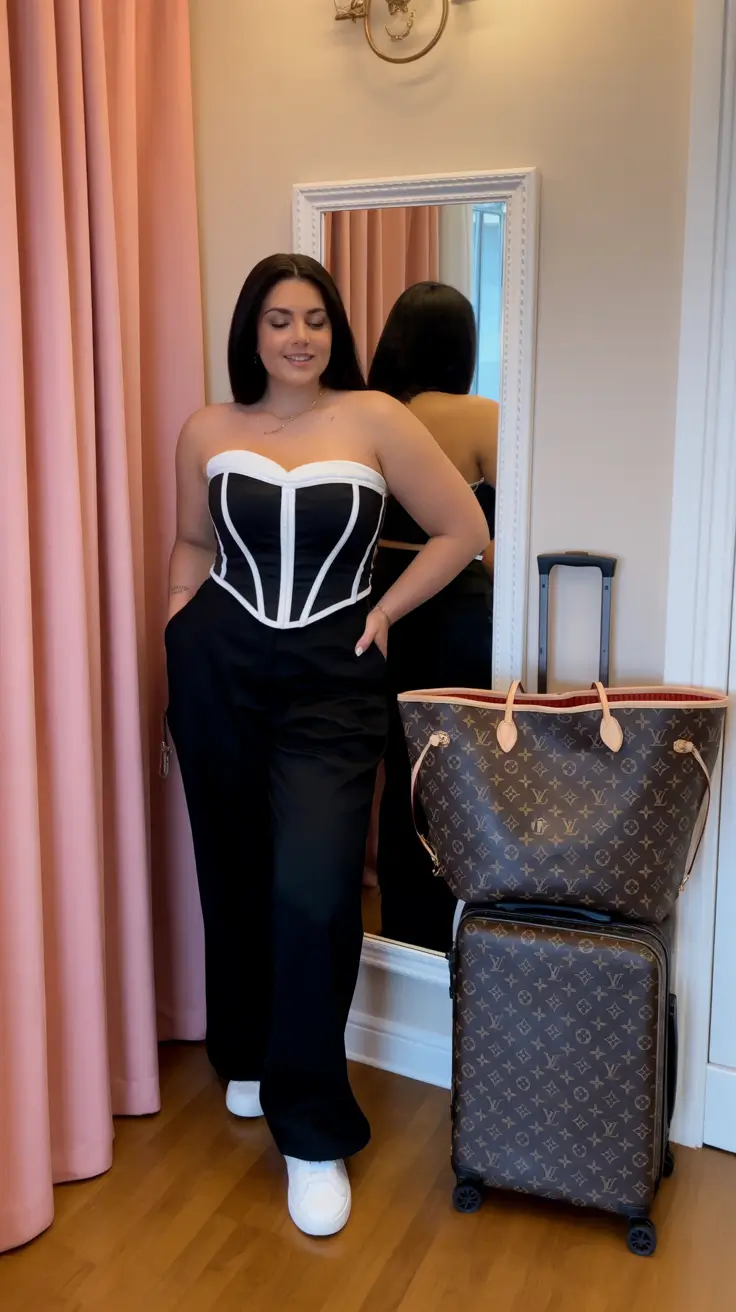 classy-airport-spring-outfits-2026 Modern Corset Flair for the Bold Spring Traveler