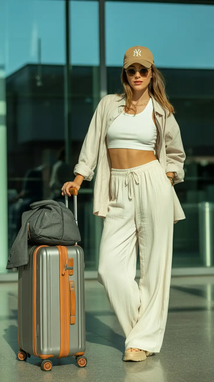 classy airport spring outfits 2026 Soft Neutrals With Sporty Ease
