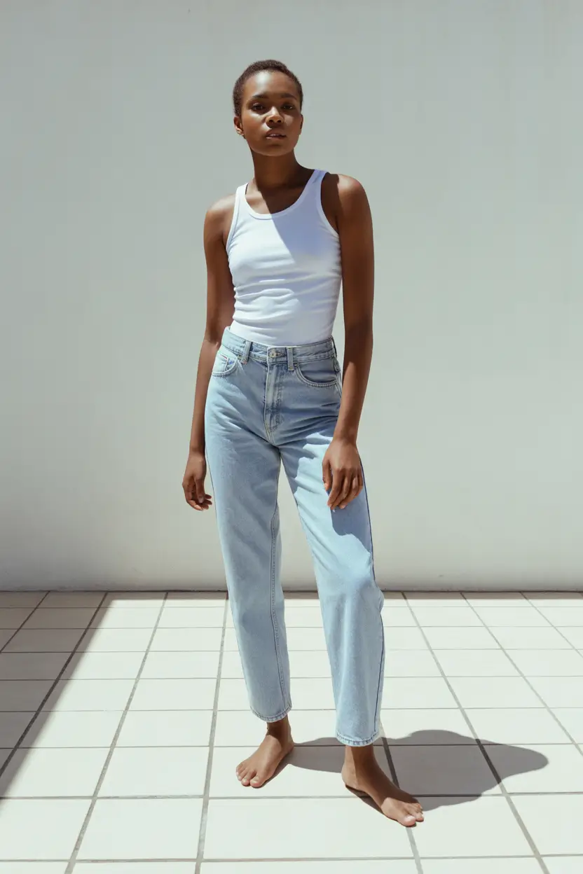 spring jeans outfit 2026 Minimalist Spring Ease in Light Denim