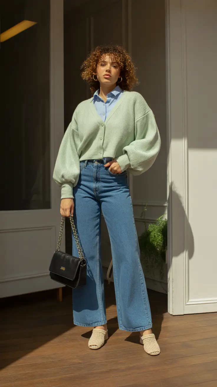 classy spring transition outfits in 2026 Pistachio Cardigan Layers With Casual Structure