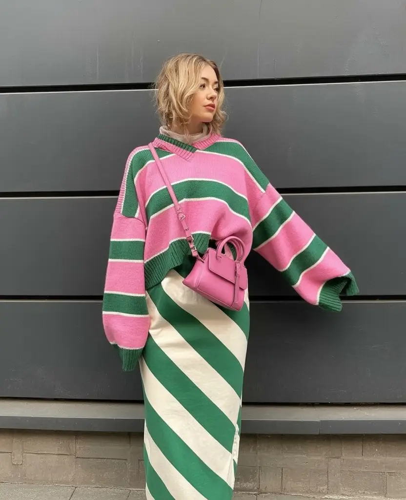 classy spring transition outfits in 2026 Playful Stripe-On-Stripe With Bold Color Blocking