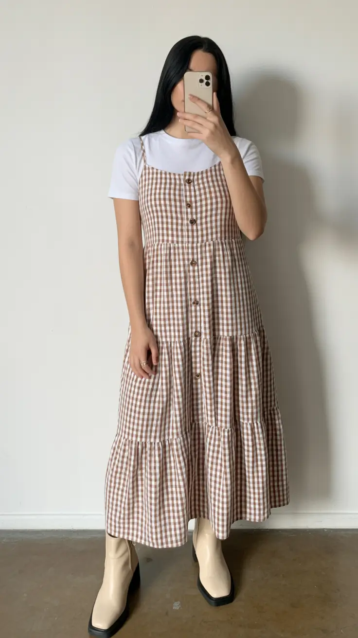 classy spring transition outfits in 2026 Soft Gingham Layers for Lighthearted Days