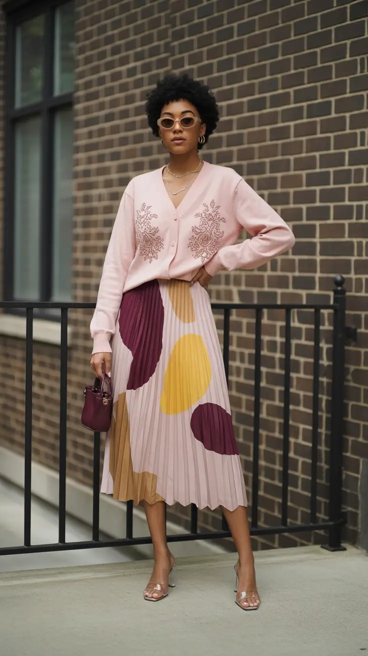 cute pleated skirt spring outfits for women 2026 Playful Art-Inspired Pleats in Soft Spring Tones