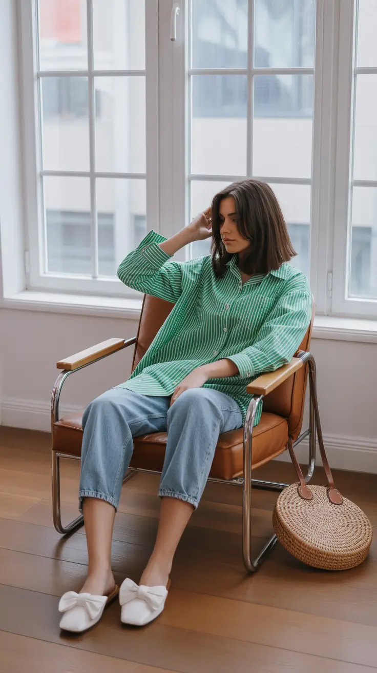 cute spring outfit for friday 2026 - Green Stripes for a Calm and Playful Spring Friday