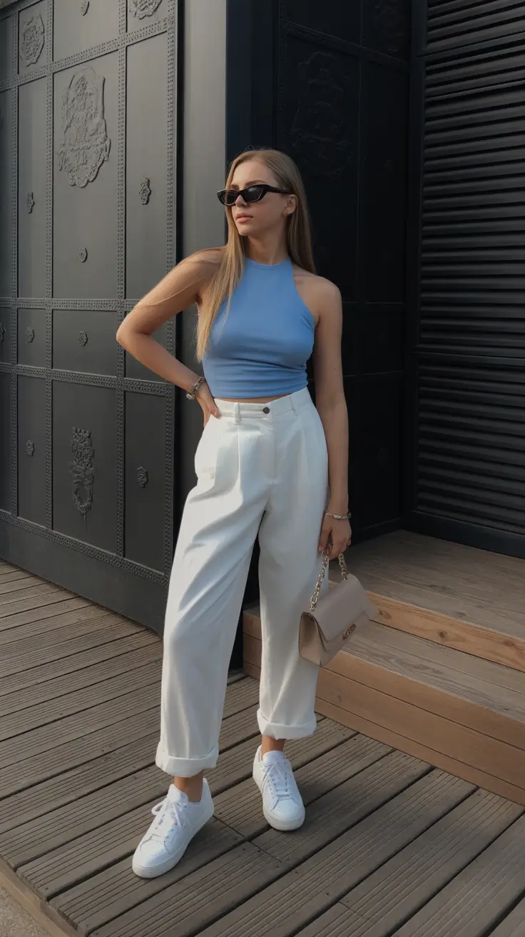 cute spring outfit for friday 2026 - Clean Lines and Cool Blues for a Simple Spring Statement