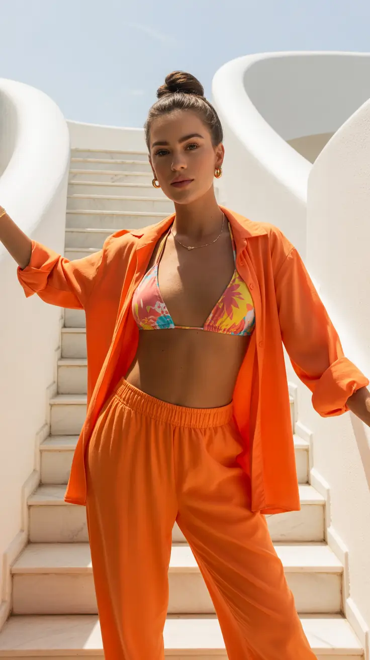 glam spring break outfit 2026 Orange Layers