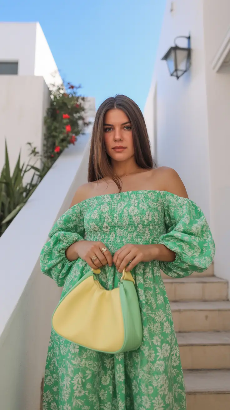 glam spring break outfit 2026 Green Dress