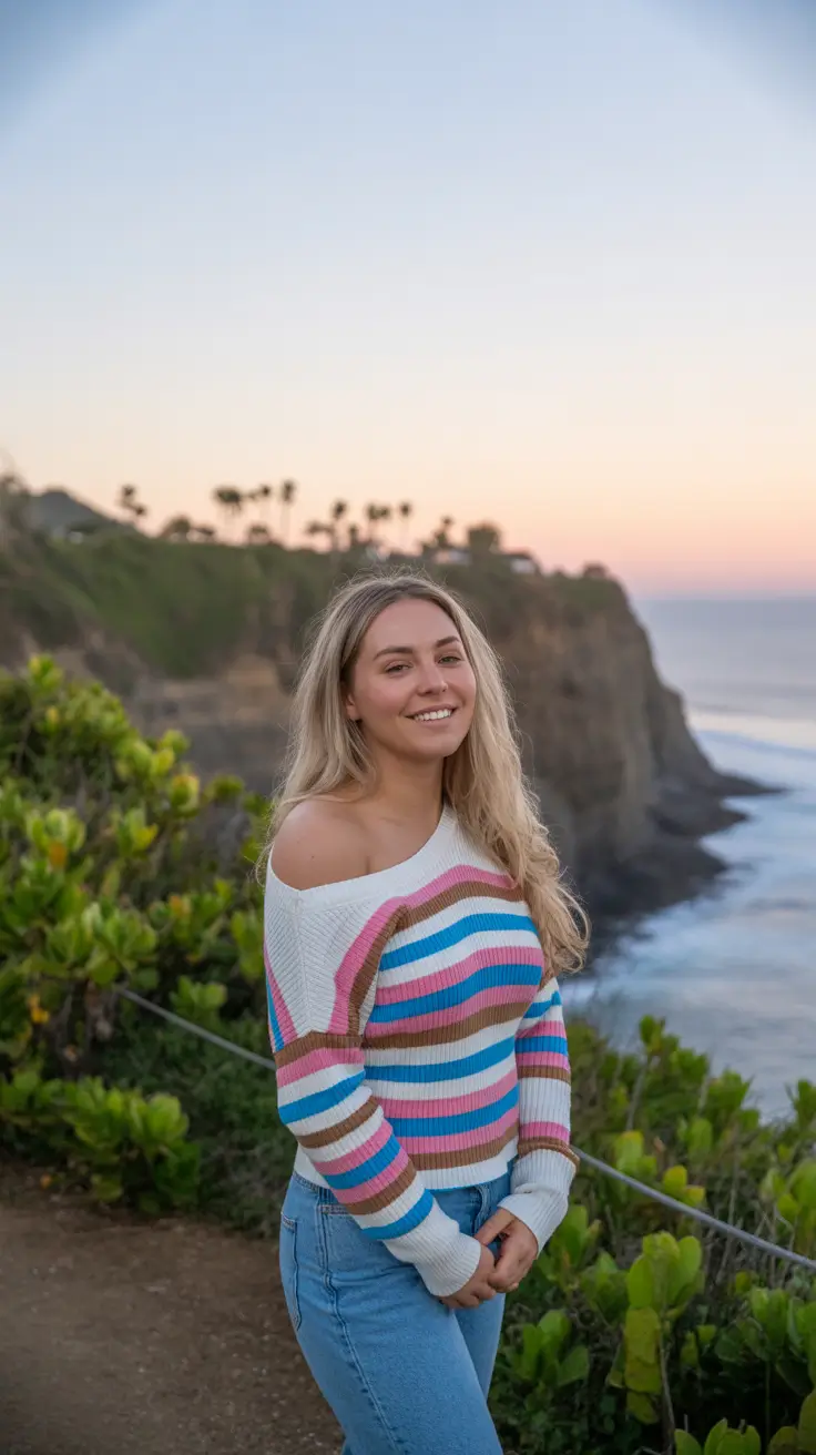 glam spring break outfit 2026 Coastal Stripes