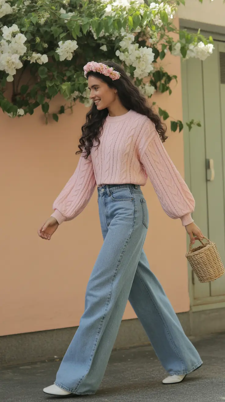 early spring outfits 2026 Soft Pastels and Denim