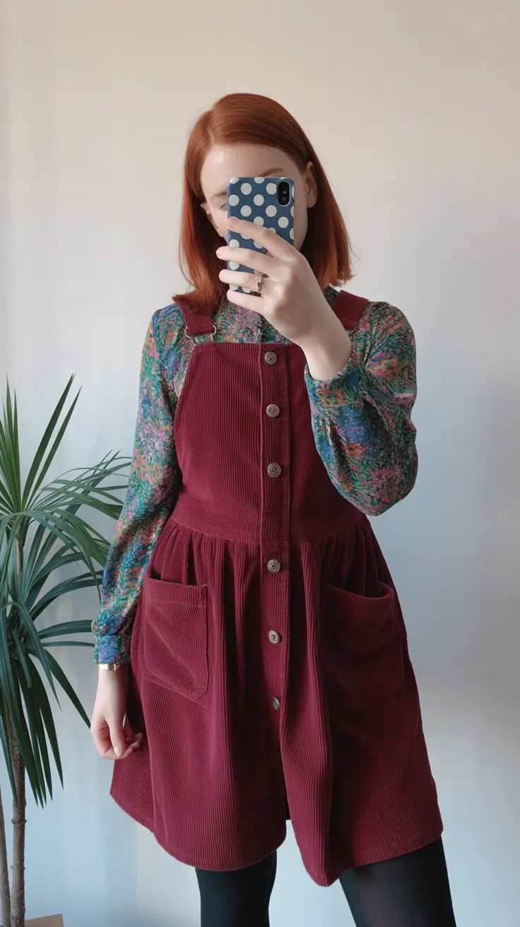 early spring outfits 2026 Layered Corduroy and Florals