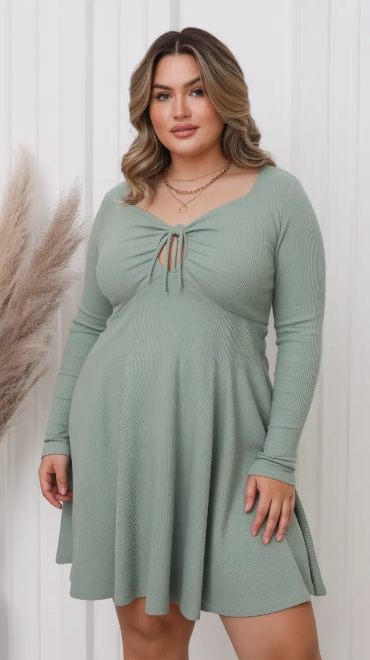 best plus size spring outfits 2026 Soft Sage Dress With Gentle Spring Movement