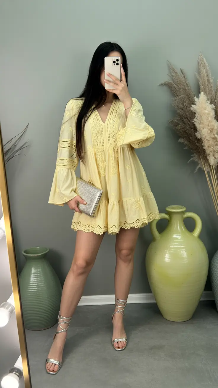 april outfits ideas 2026 Soft Boho Mini Dress for Warm Spring Nights
