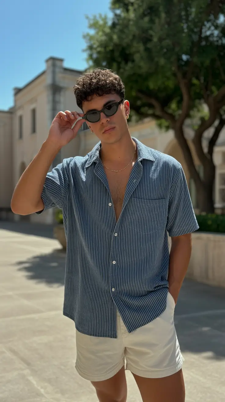 casual summer outfits men 2026 Relaxed Riviera Shirt Styling for Modern Beach Days