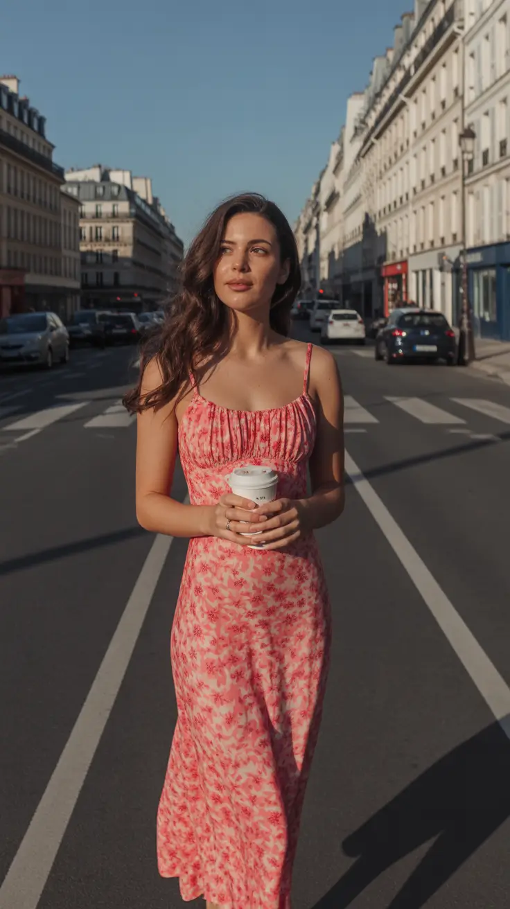 chic summer fashion outfits 2026 Effortless Floral Dresses with Parisian Street Energy