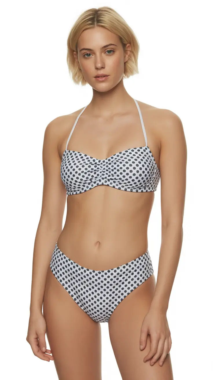 cute summer swimsuits outfits ideas 2026 Retro Polka Dot Bandeau Chic