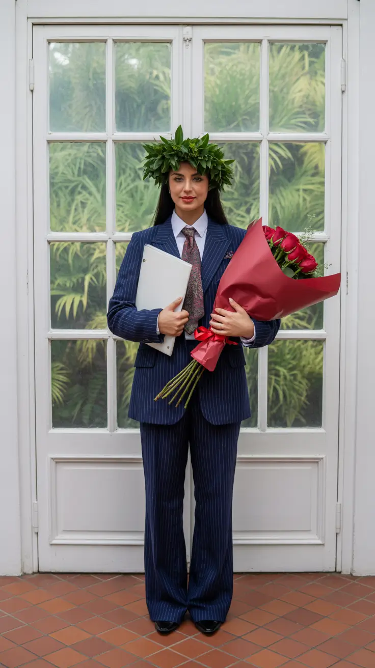 graduation look ideas 2026 Modern Pinstripe Suit Graduation Outfit