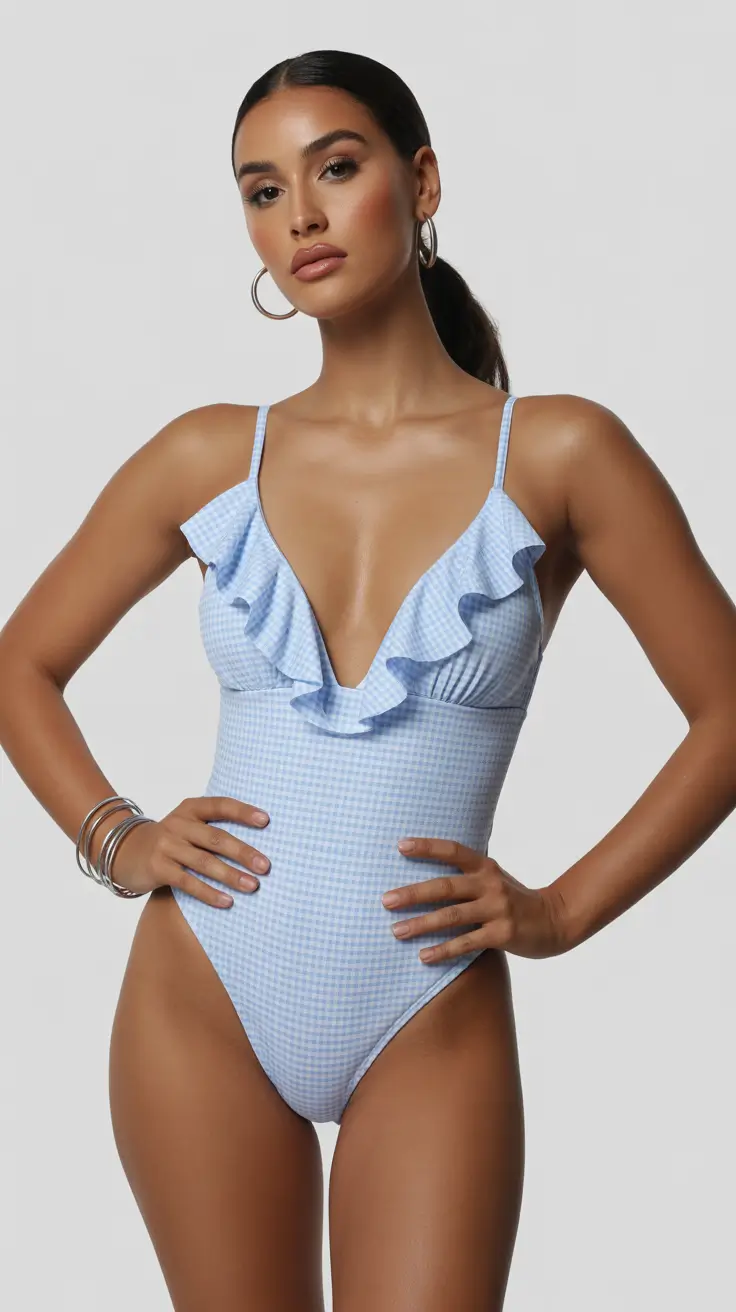 one piece swimsuit ideas summer 2026 Sky Ruffle Romance