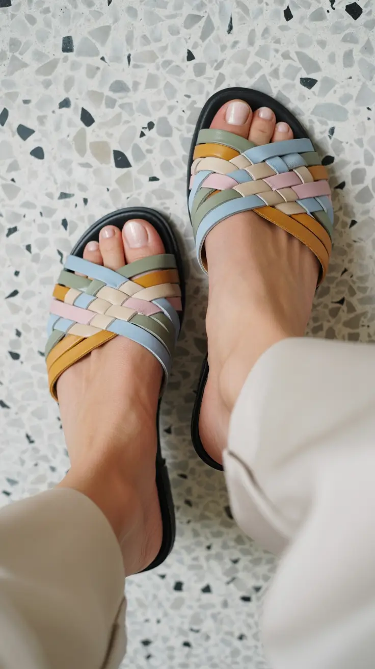 summer flip-flops for women 2026 Woven Pastels That Feel Soft Yet Playful