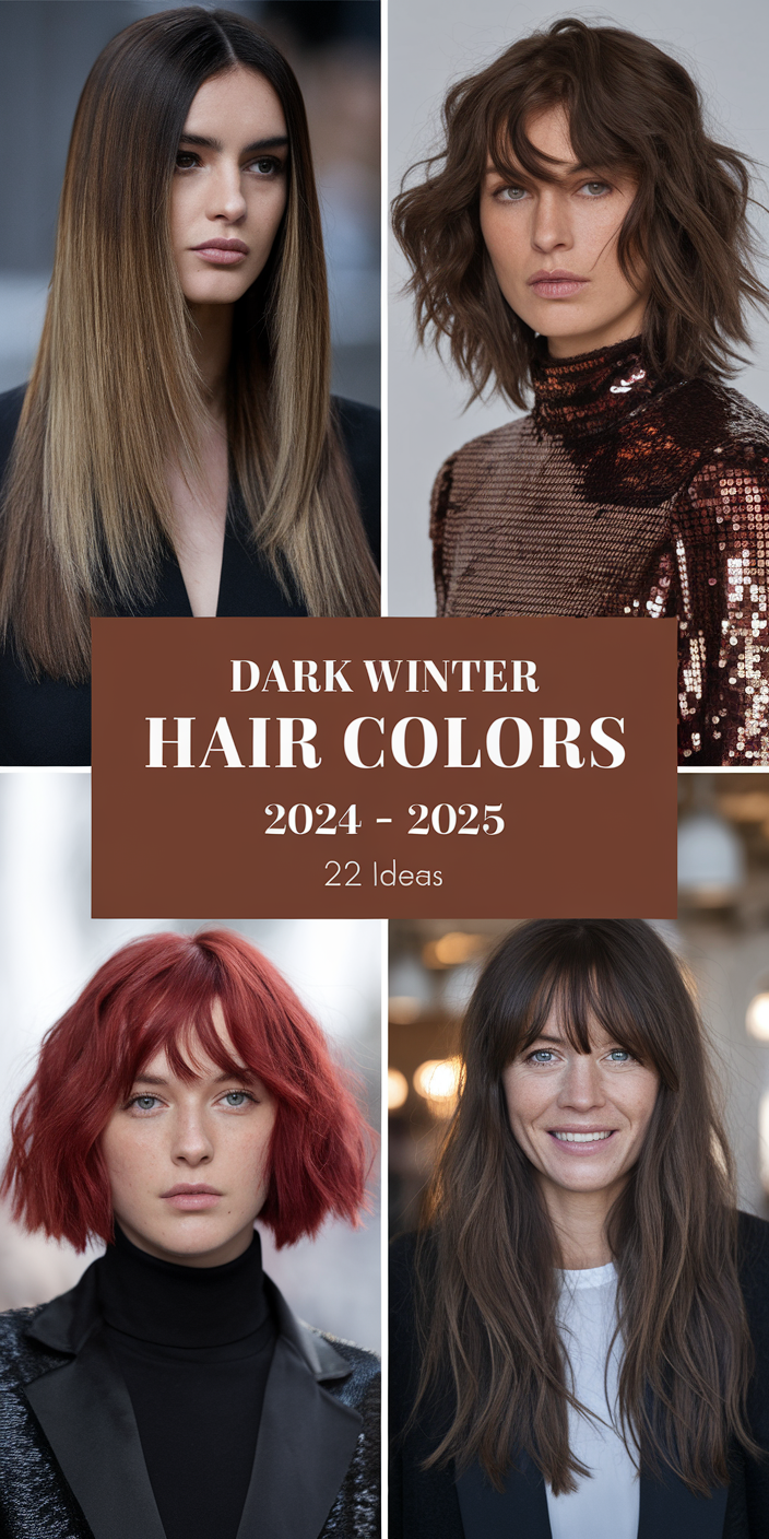 Dark Winter Hair Colors 2024 - 2025: 22 Inspiring Ideas for Brunettes, Blondes, & Highlights