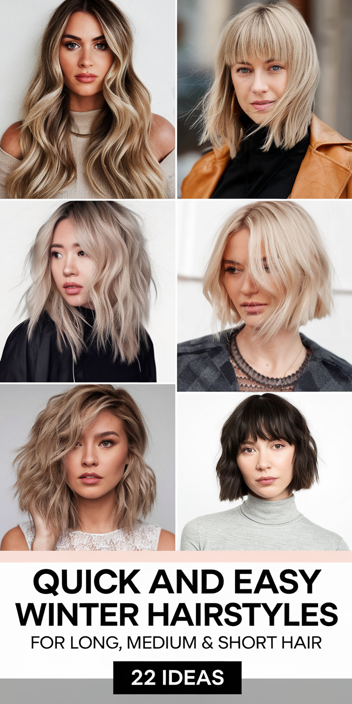 22 Quick and Easy Winter Hairstyles for Long, Medium, and Short Hair – Stylish Ideas