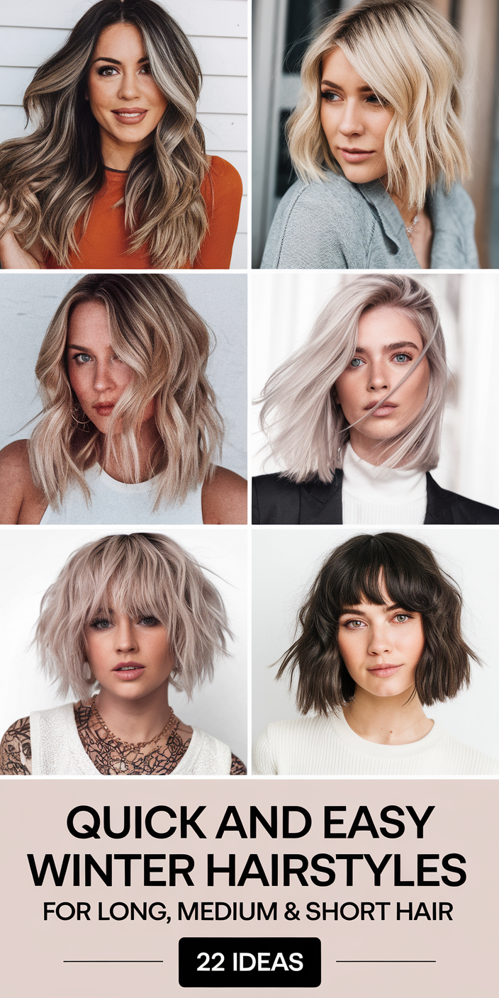 22 Quick and Easy Winter Hairstyles for Long, Medium, and Short Hair – Stylish Ideas