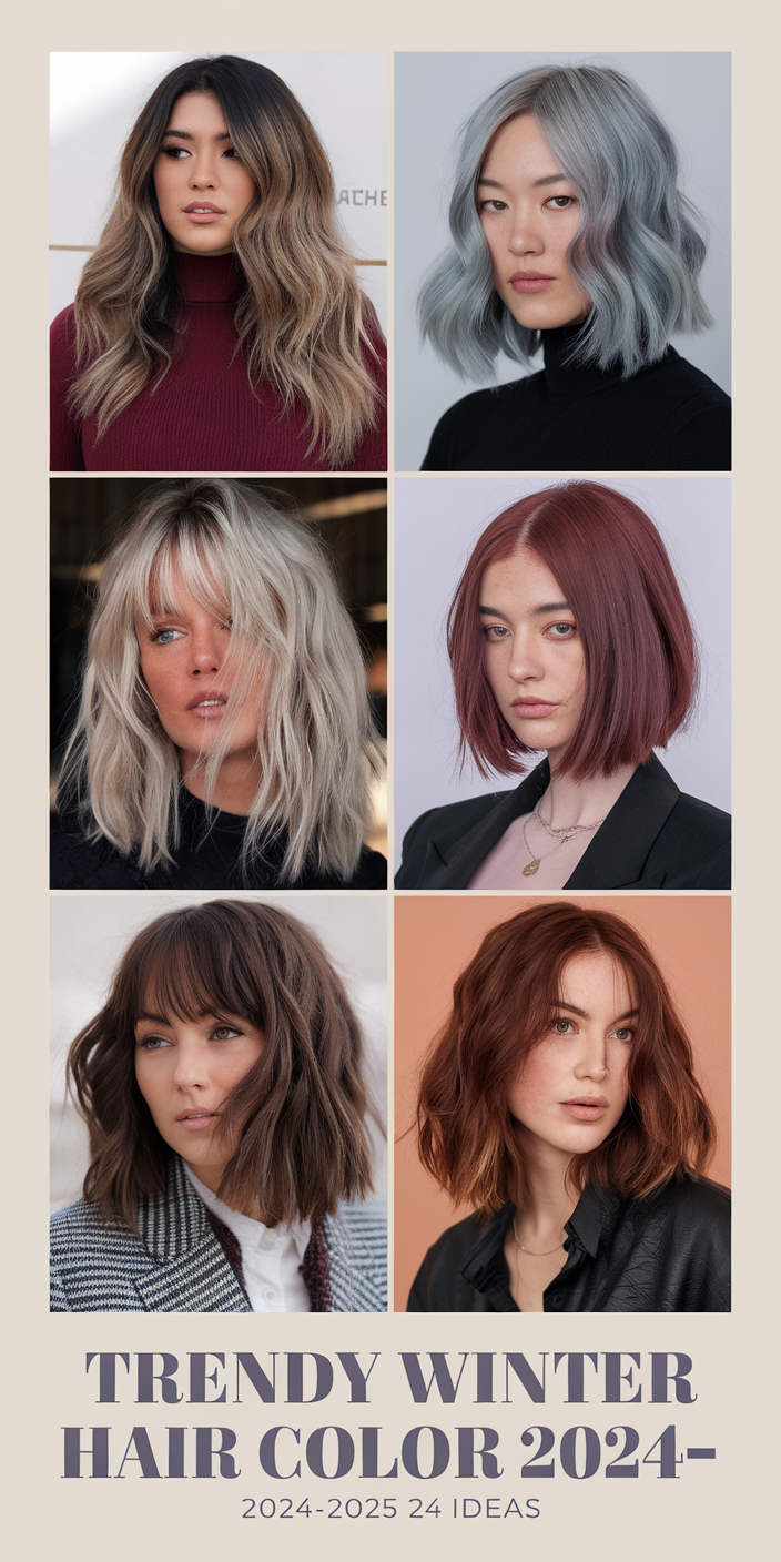 Top 24 Trendy Winter Hair Color Ideas for 2024-2025: Best Styles for All Hair Types