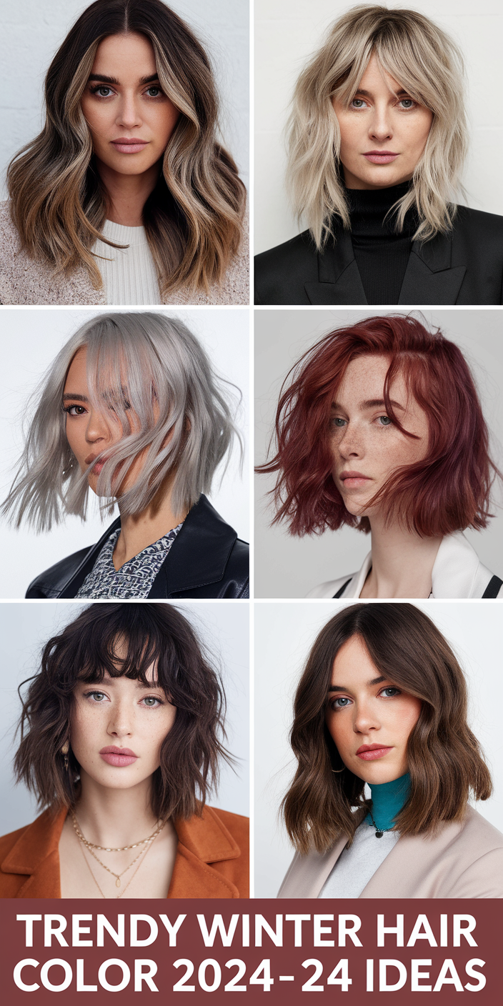 Top 24 Trendy Winter Hair Color Ideas for 2024-2025: Best Styles for All Hair Types