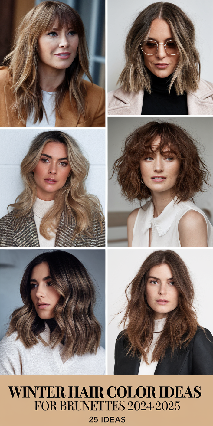 Top 25 Winter Hair Color Ideas for Brunettes 2024 2025: Highlights, Balayage, and More