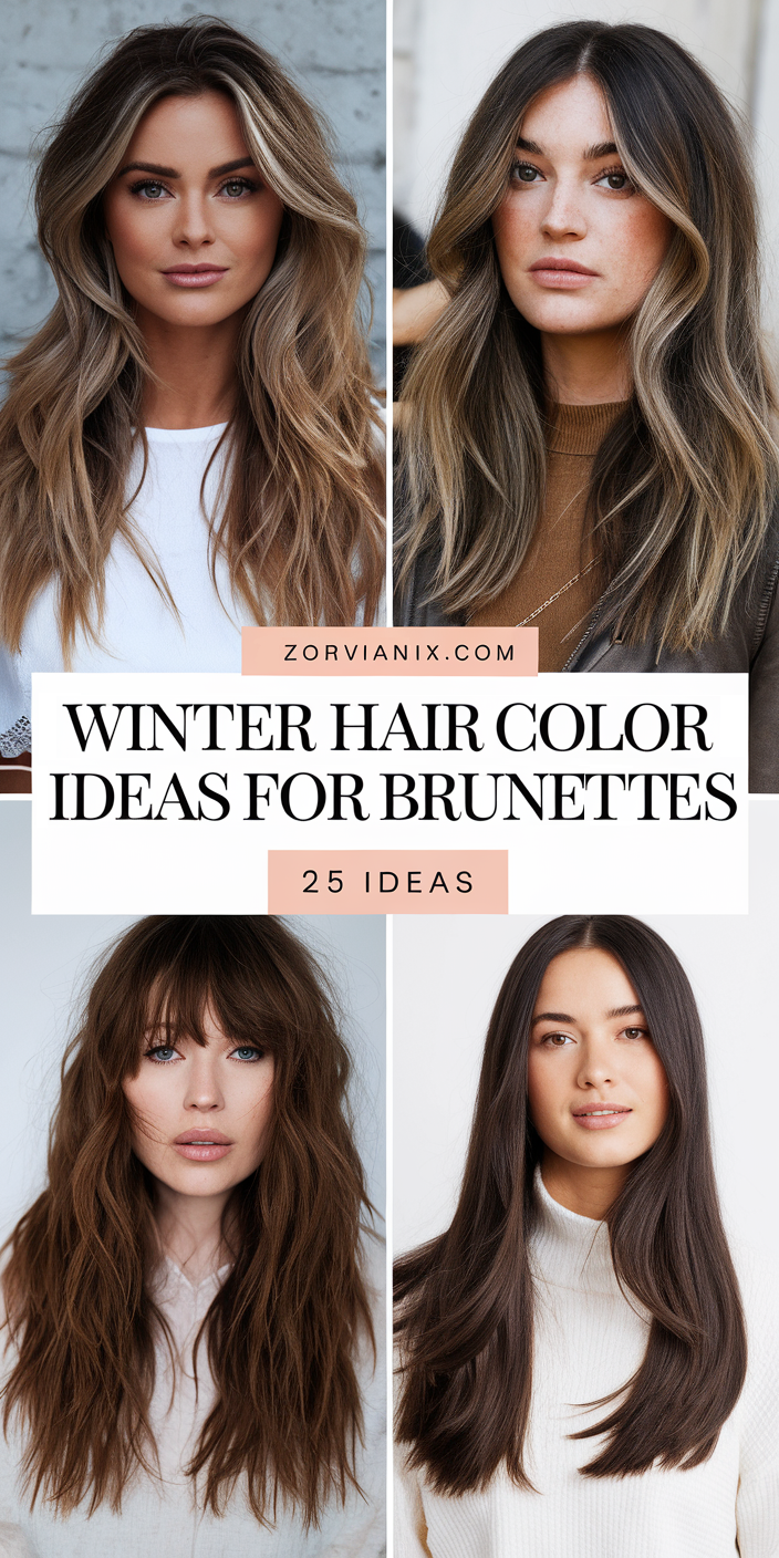 Top 25 Winter Hair Color Ideas for Brunettes 2024 2025: Highlights, Balayage, and More