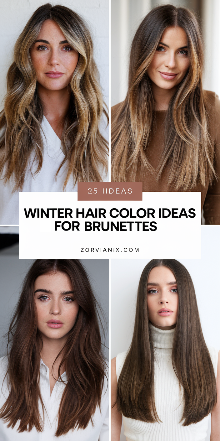 Top 25 Winter Hair Color Ideas for Brunettes 2024 2025: Highlights, Balayage, and More