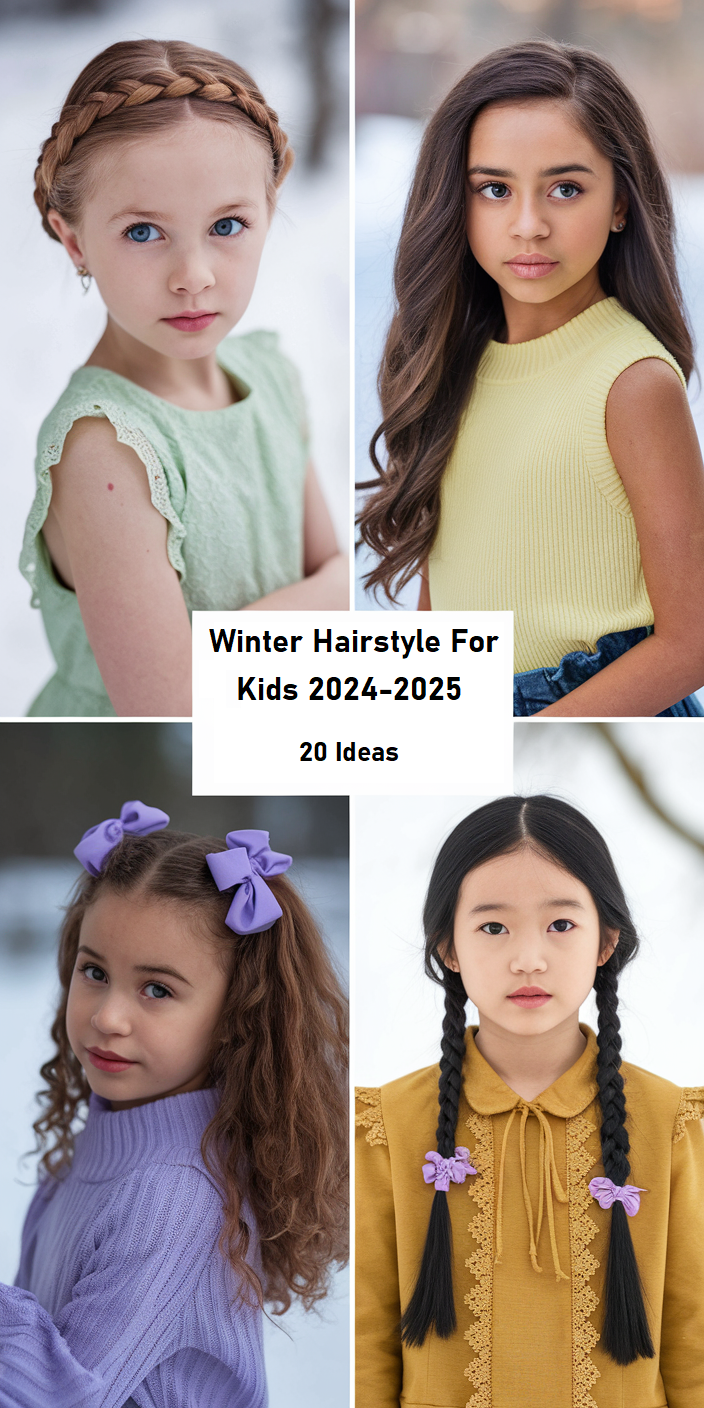 20 Ideas Cute and Easy Winter Hairstyles for Kids 2024 - 2025: Braids, Pigtails & More