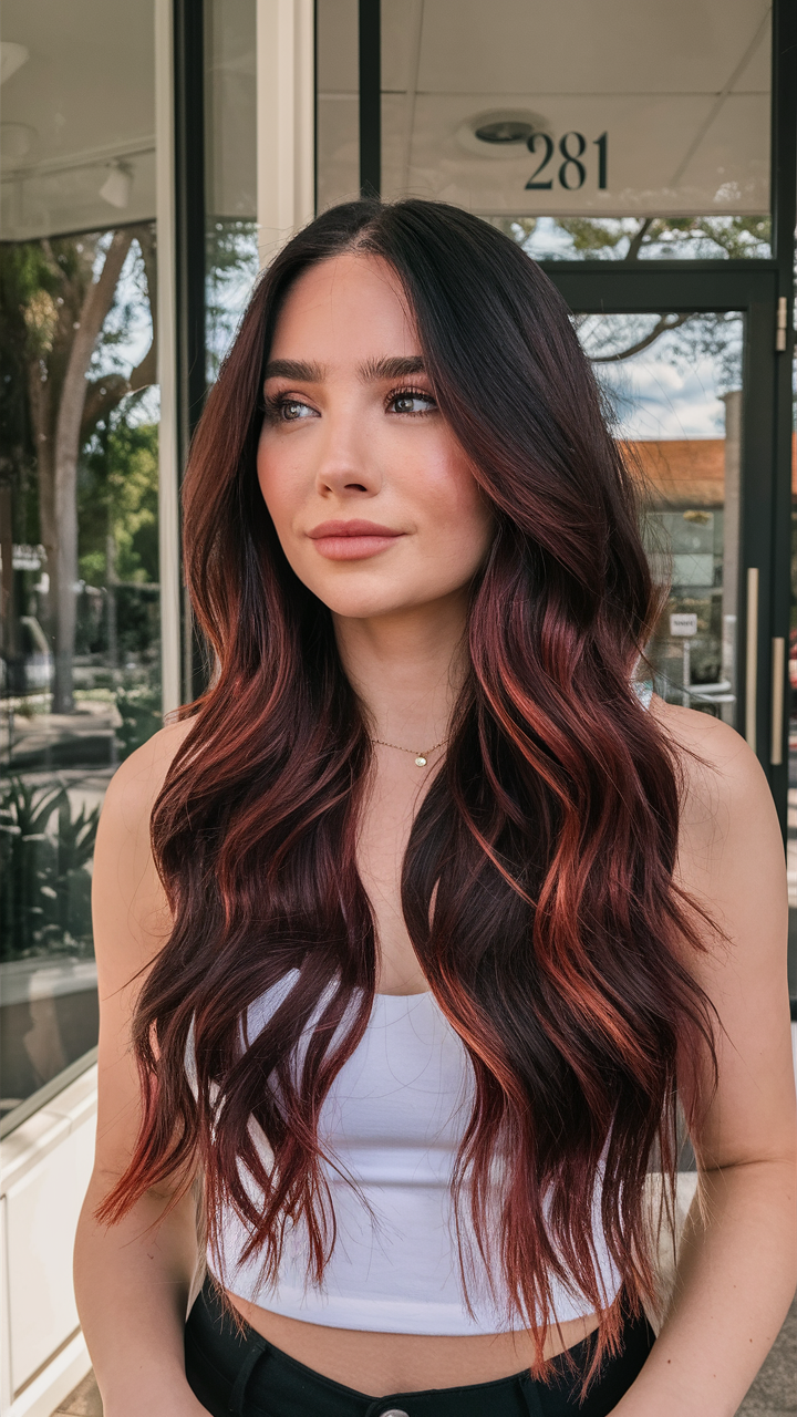 Dark Auburn Fire Ombre Hair Color 2025: Bold Ideas with Red and Copper Highlights