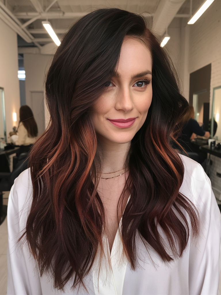 Dark Auburn Fire Ombre Hair Color 2025: Bold Ideas with Red and Copper Highlights