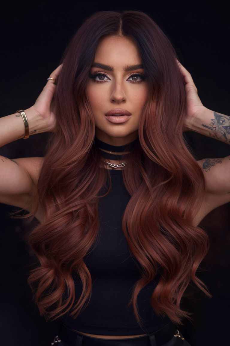 Dark Auburn Fire Ombre Hair Color 2025: Bold Ideas with Red and Copper Highlights