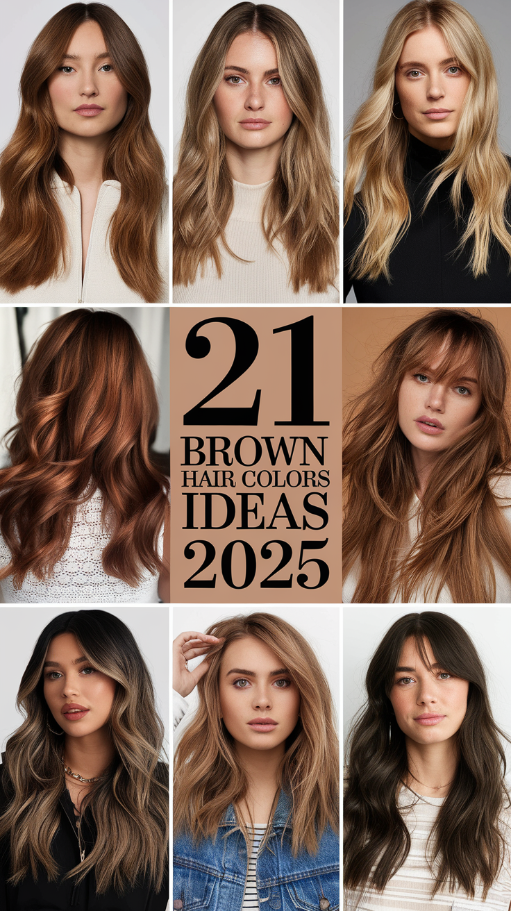 Top 21 Brown Hair Colors Ideas for 2025: Dark, Light, Brunettes & Highlights