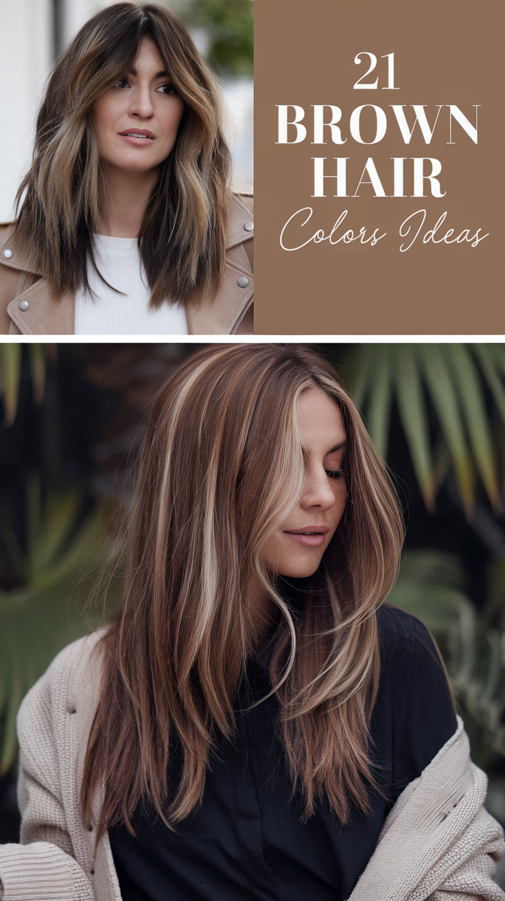 Top 21 Brown Hair Colors Ideas for 2025: Dark, Light, Brunettes & Highlights