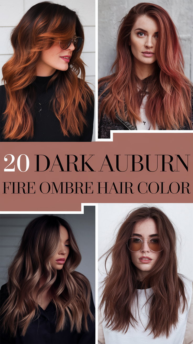 Dark Auburn Fire Ombre Hair Color 2025: Bold Ideas with Red and Copper Highlights