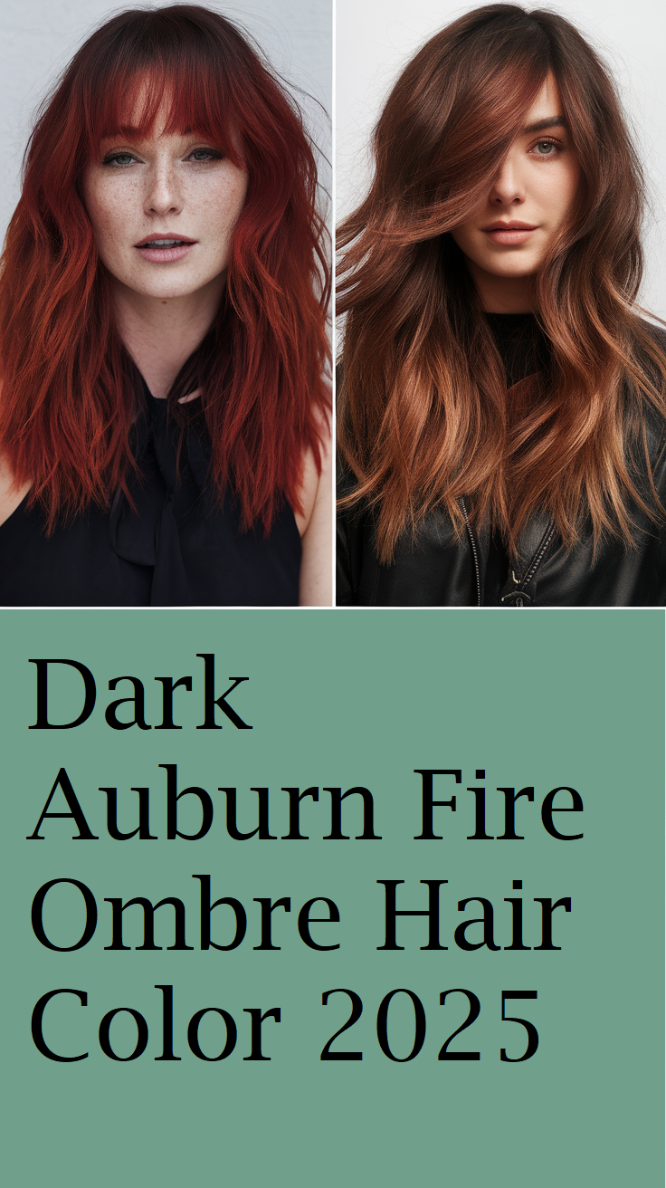 Dark Auburn Fire Ombre Hair Color 2025: Bold Ideas with Red and Copper Highlights