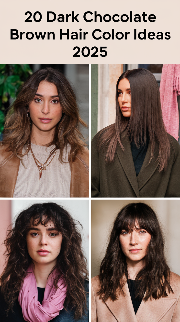 20 Dark Chocolate Brown Hair Color Ideas for 2025 – Rich Brunette & Espresso Highlights