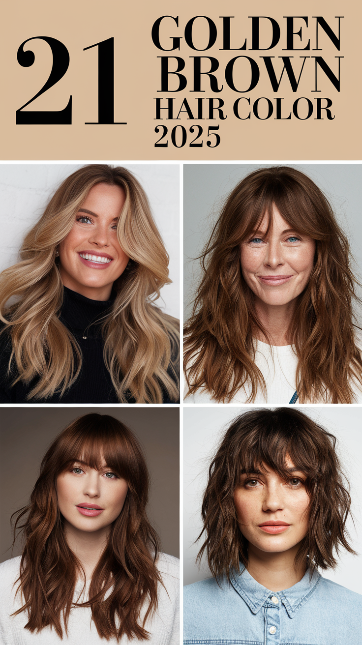 Top 21 Golden Brown Hair Color Ideas for 2025: Highlights, Styles, and Trends