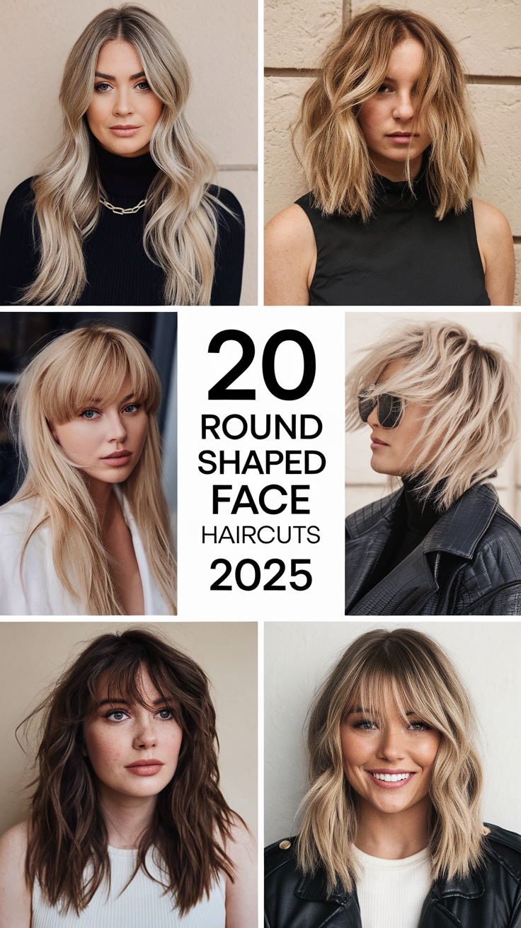 Top Round Shaped Face Haircuts 2025: 20 Ideas Best Long, Short, Curly, and Medium Styles