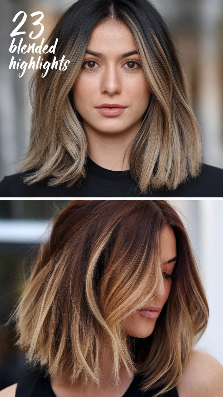 Blended Highlights 2025: 23 Ideas Top Trends for Brown, Blonde, and Dark Hair