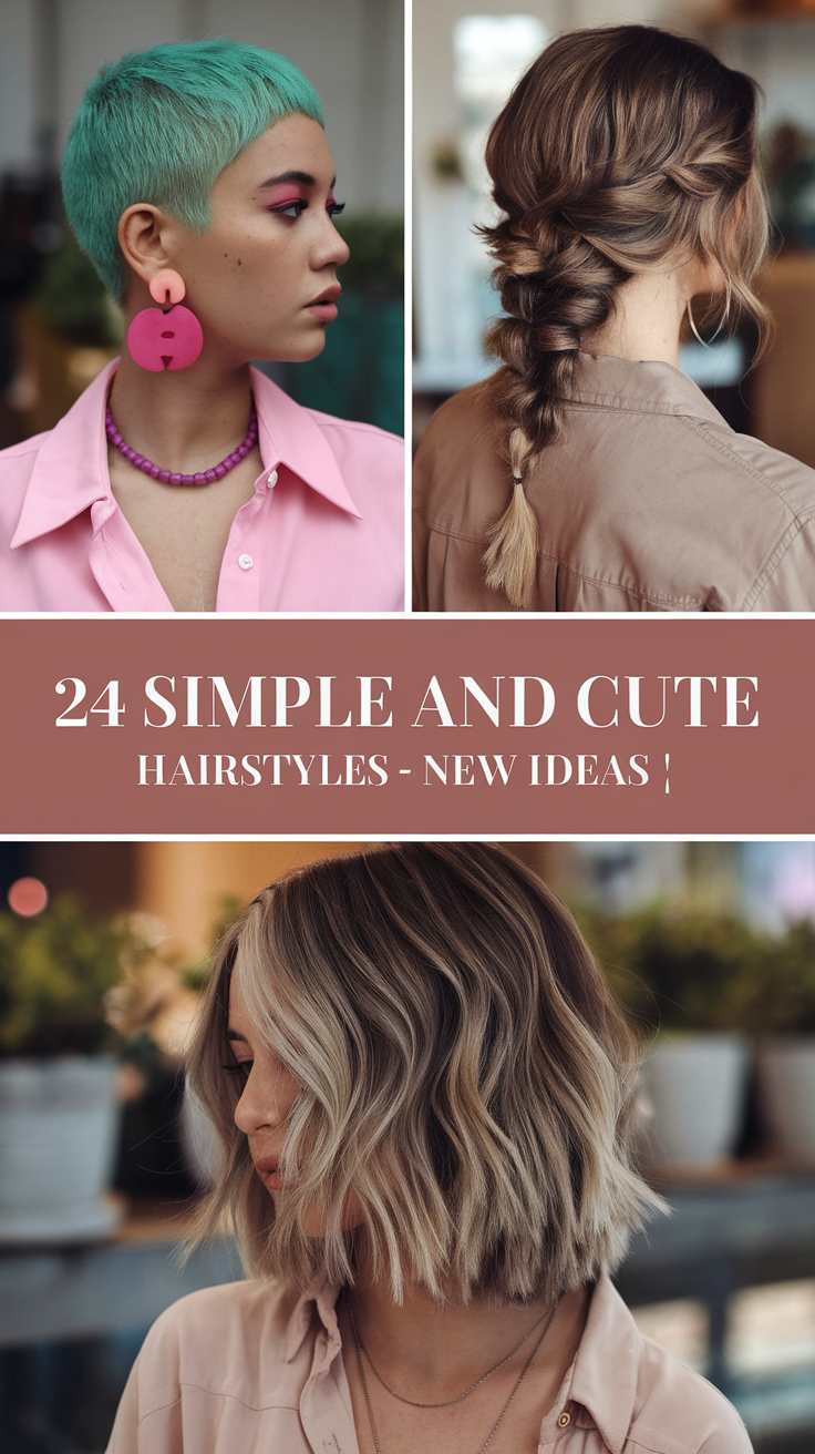 24 Simple and Cute Hairstyles – New Ideas for All Hair Types in 2025