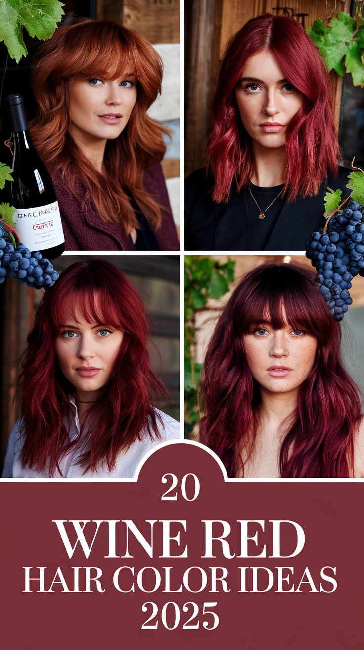 20 Bold Wine Red Hair Color Ideas for 2025: Styles for Brunettes and Beyond