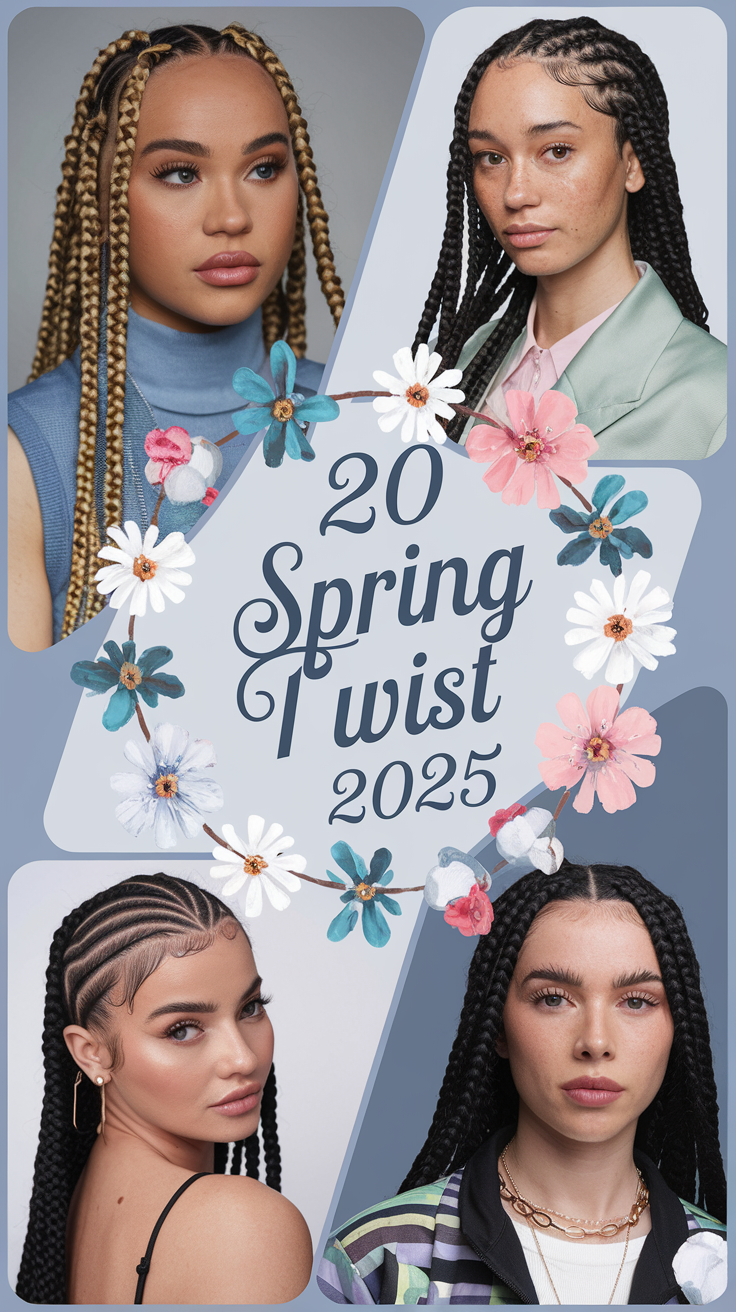 20 Ideas Trendy Spring Twist Braids 2025 – Short, Long, Knotless & Crochet Styles