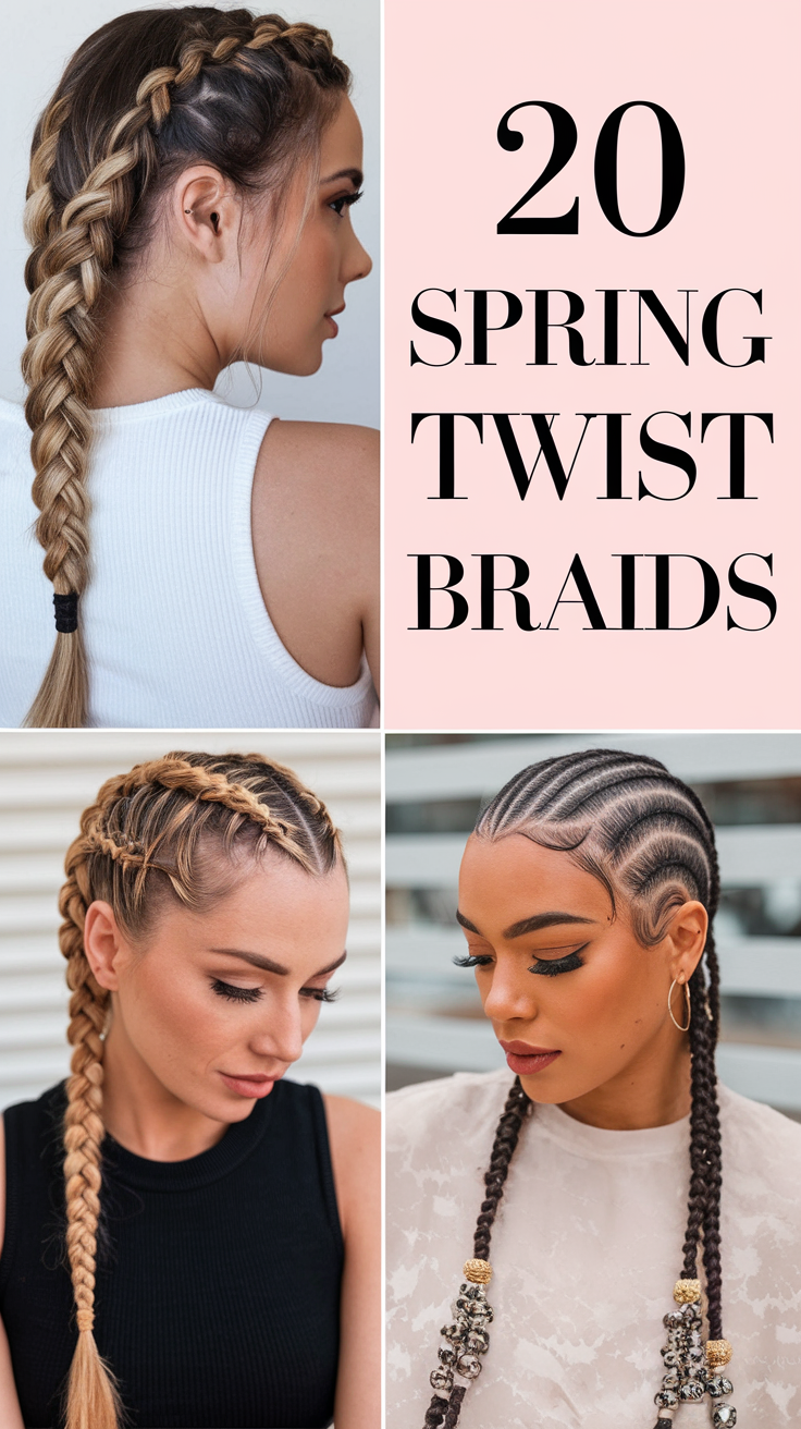 20 Ideas Trendy Spring Twist Braids 2025 – Short, Long, Knotless & Crochet Styles